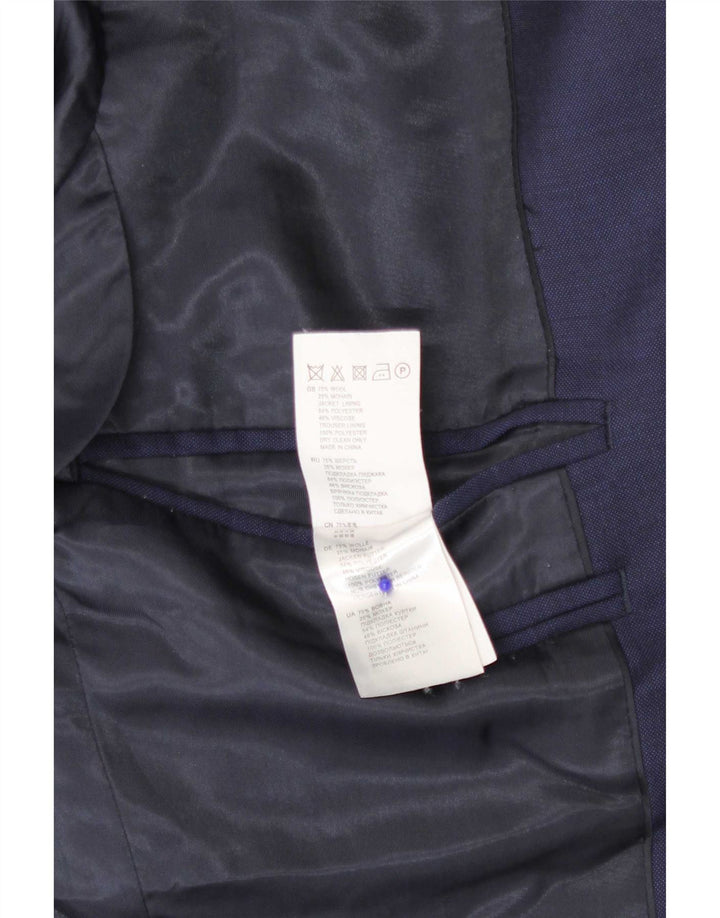 Reiss Mens 1 Button Blazer Jacket UK 36 Small Navy Blue Wool