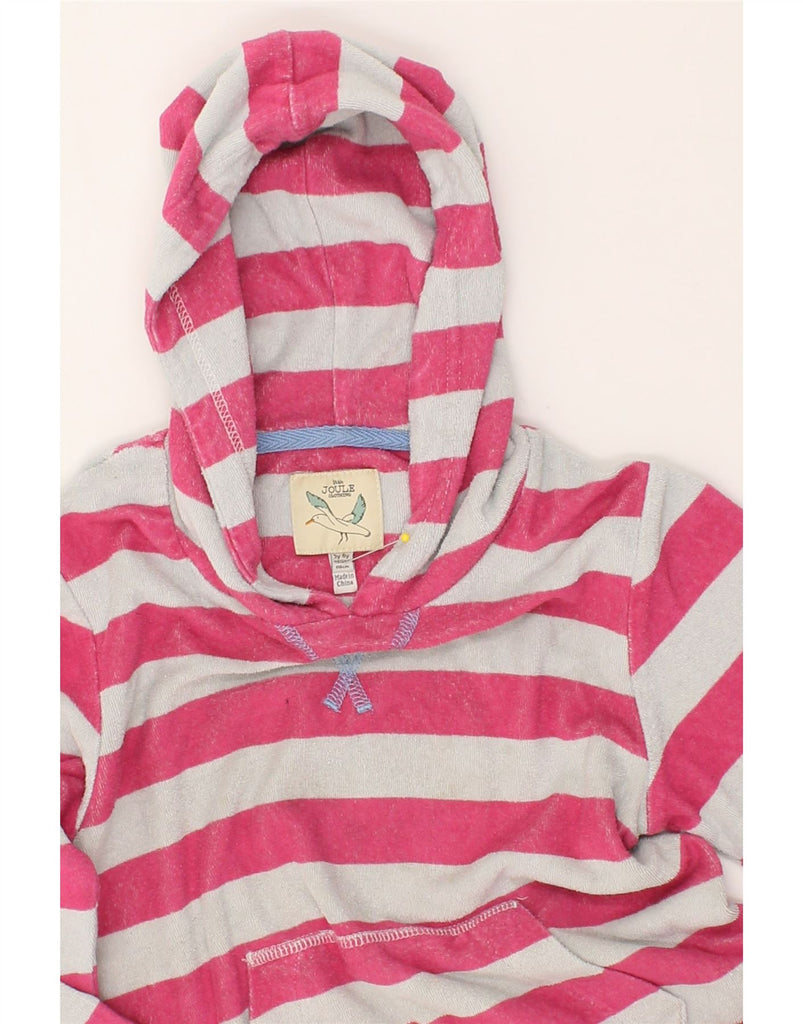 JOULES Girls Hooded Jumper Dress 5-6 Years Pink Striped Cotton | Vintage Joules | Thrift | Second-Hand Joules | Used Clothing | Messina Hembry 