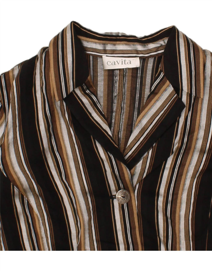 CAVITA Womens 4 Button Blazer Jacket UK 14 Medium Multicoloured Striped Vintage CAVITA and Second-Hand CAVITA from Messina Hembry 