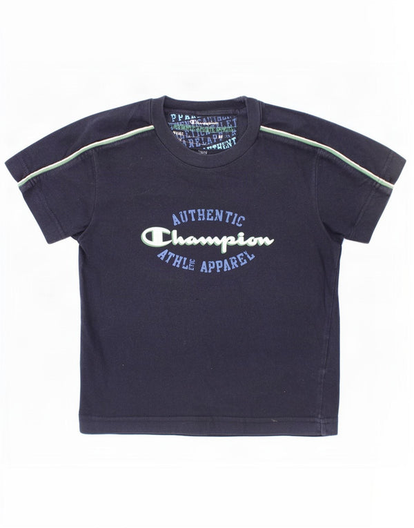 Champion Boys Graphic T-Shirt Top 5-6 Years XS Navy Blue Cotton