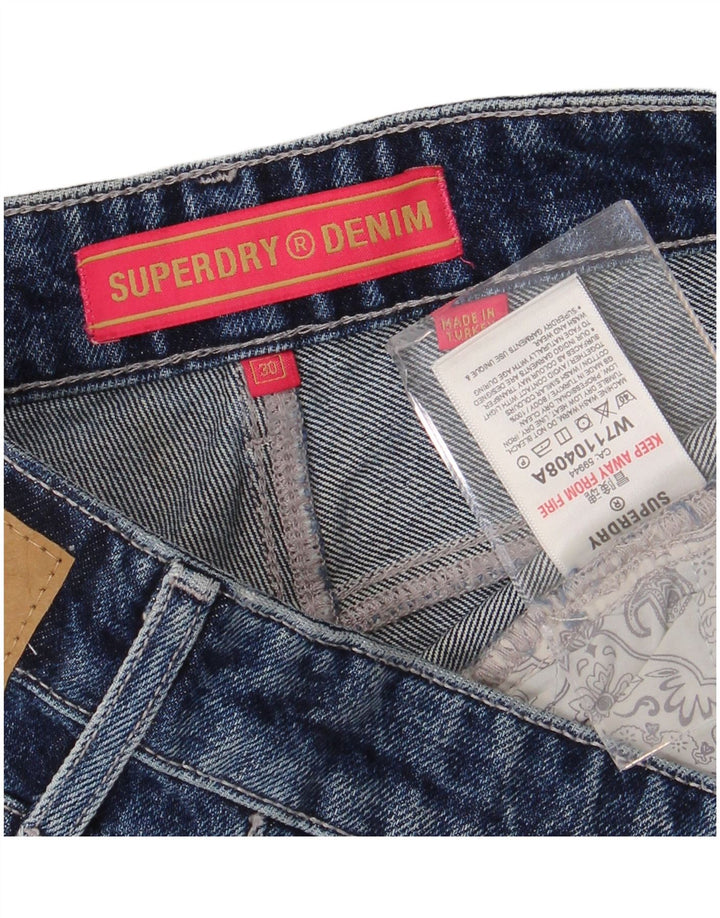 Superdry Womens Low Waist Denim Shorts W30 Medium  Blue Cotton