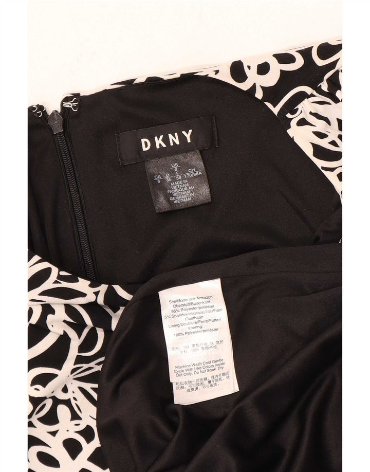 Dkny Womens Abstract Pattern Sleeveless Sheath Dress US 6 Medium Black