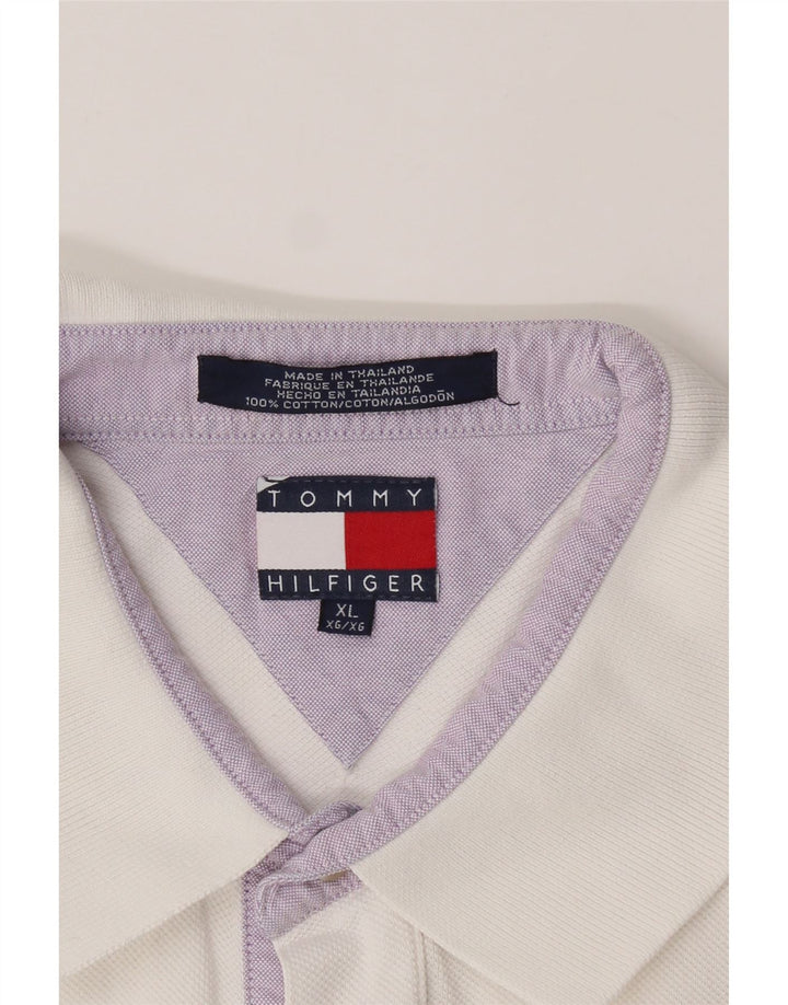 TOMMY HILFIGER Mens Polo Shirt XL White Cotton Vintage Tommy Hilfiger and Second-Hand Tommy Hilfiger from Messina Hembry 