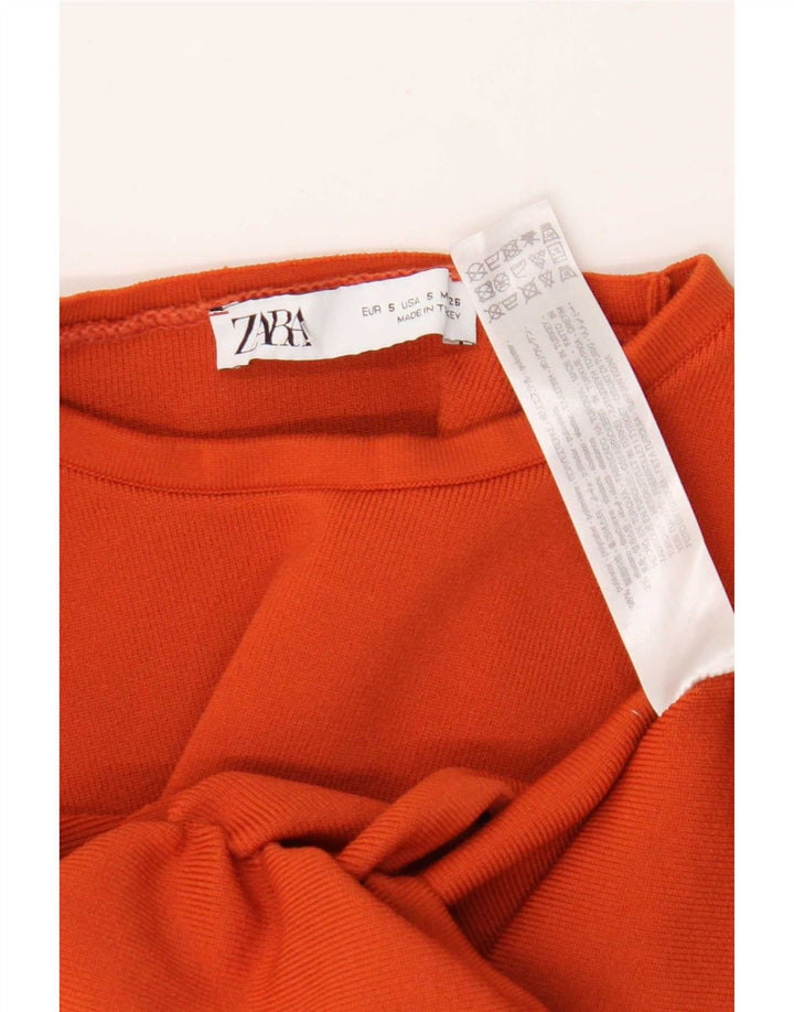 Zara Womens Long Sleeve Bolero Top UK 8 Small Orange Polyester