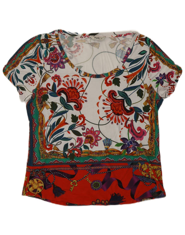 Desigual Womens Graphic T-Shirt Top UK 18 XL Multicoloured Floral