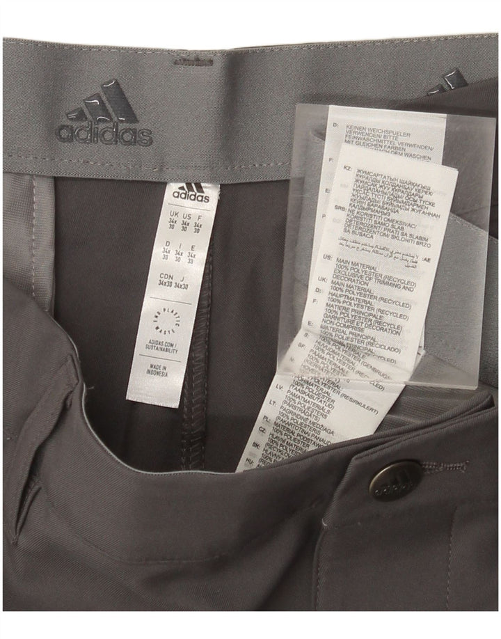Adidas Mens Slim Chino Trousers W34 L30 Grey Polyester