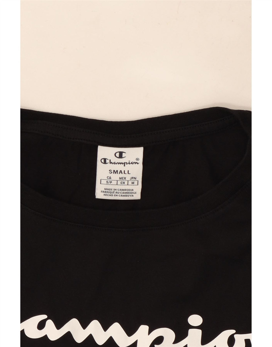 CHAMPION Womens Oversized Crop Graphic T-Shirt Top UK 10 Small Black