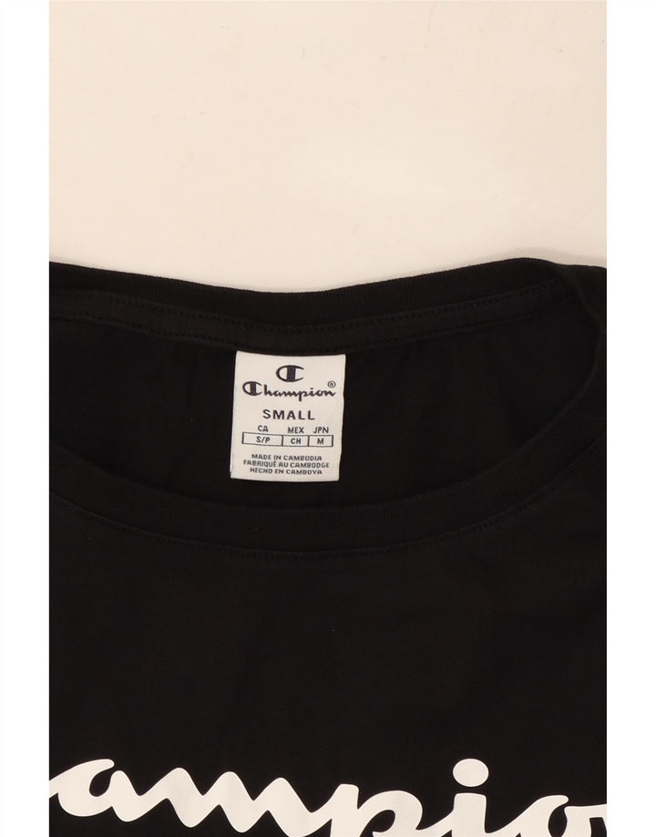 CHAMPION Womens Oversized Crop Graphic T-Shirt Top UK 10 Small Black