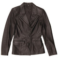Vintage Womens 3 Button Leather Blazer Jacket UK 6 XS Black
