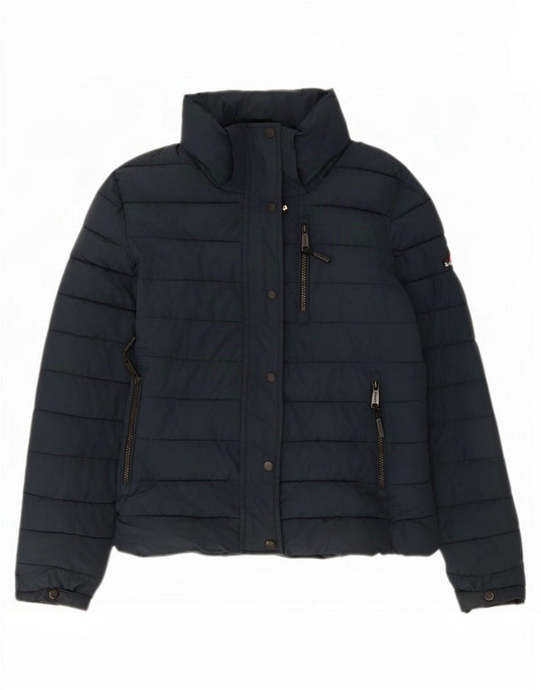 Superdry Womens Padded Jacket UK 10 Small Navy Blue Polyester