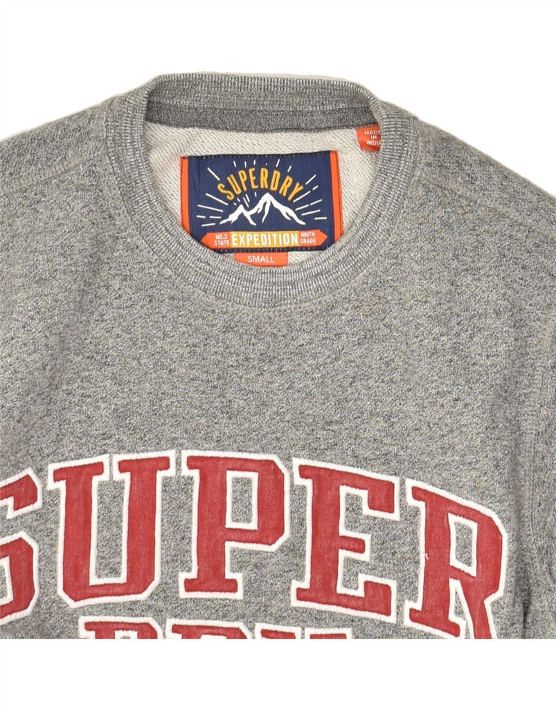 SUPERDRY Mens Graphic Sweatshirt Jumper Small Grey Flecked Cotton | Vintage Superdry | Thrift | Second-Hand Superdry | Used Clothing | Messina Hembry 