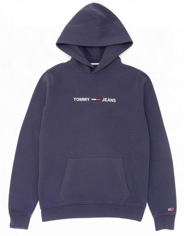 Tommy Hilfiger Womens Graphic Hoodie Jumper Medium Navy Blue Cotton