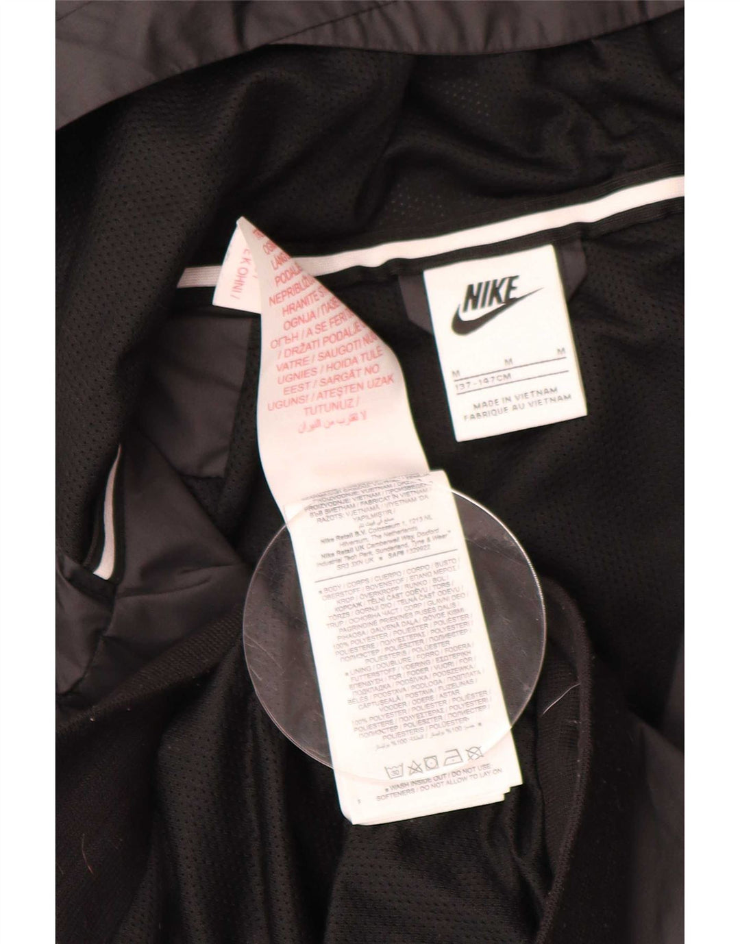 Nike Boys Hooded Rain Jacket 10-11 Years Medium Black Polyester