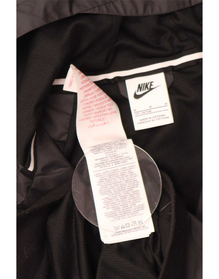 Nike Boys Hooded Rain Jacket 10-11 Years Medium Black Polyester