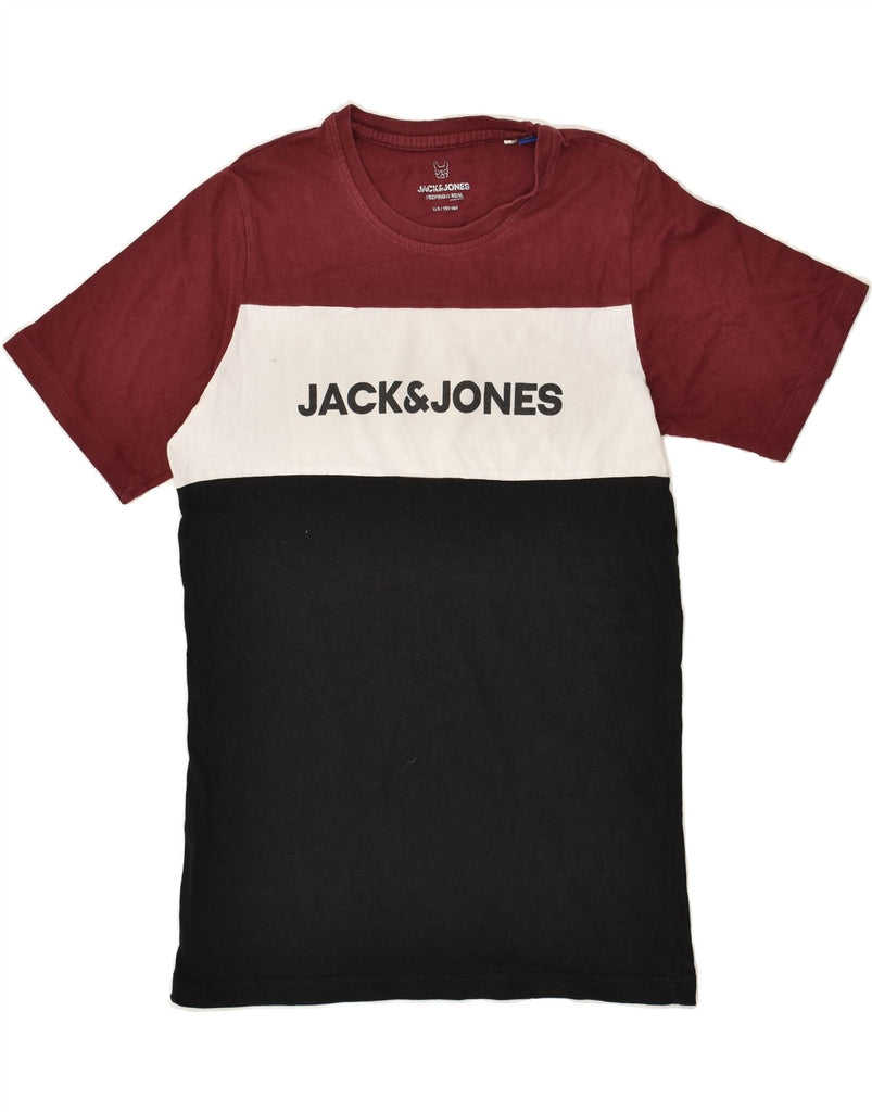 JACK & JONES Boys Graphic T-Shirt Top 15-16 Years Black Colourblock Cotton | Vintage Jack & Jones | Thrift | Second-Hand Jack & Jones | Used Clothing | Messina Hembry 