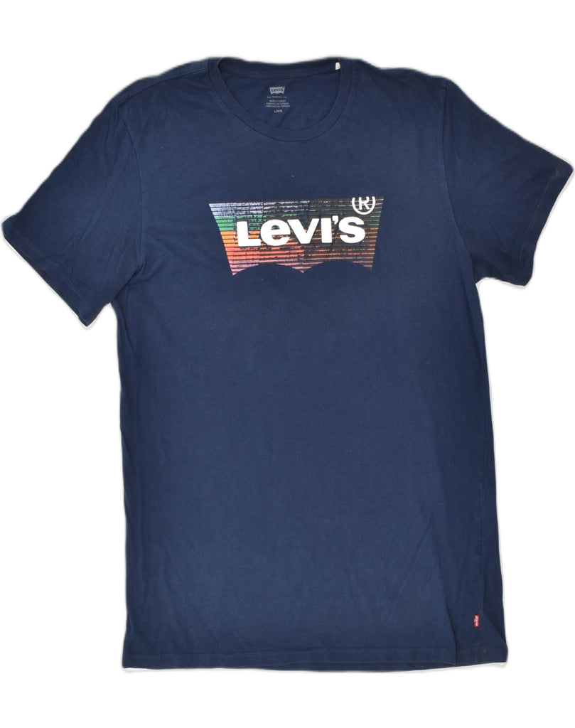 LEVI'S Mens Graphic T-Shirt Top Large Navy Blue | Vintage | Thrift | Second-Hand | Used Clothing | Messina Hembry 