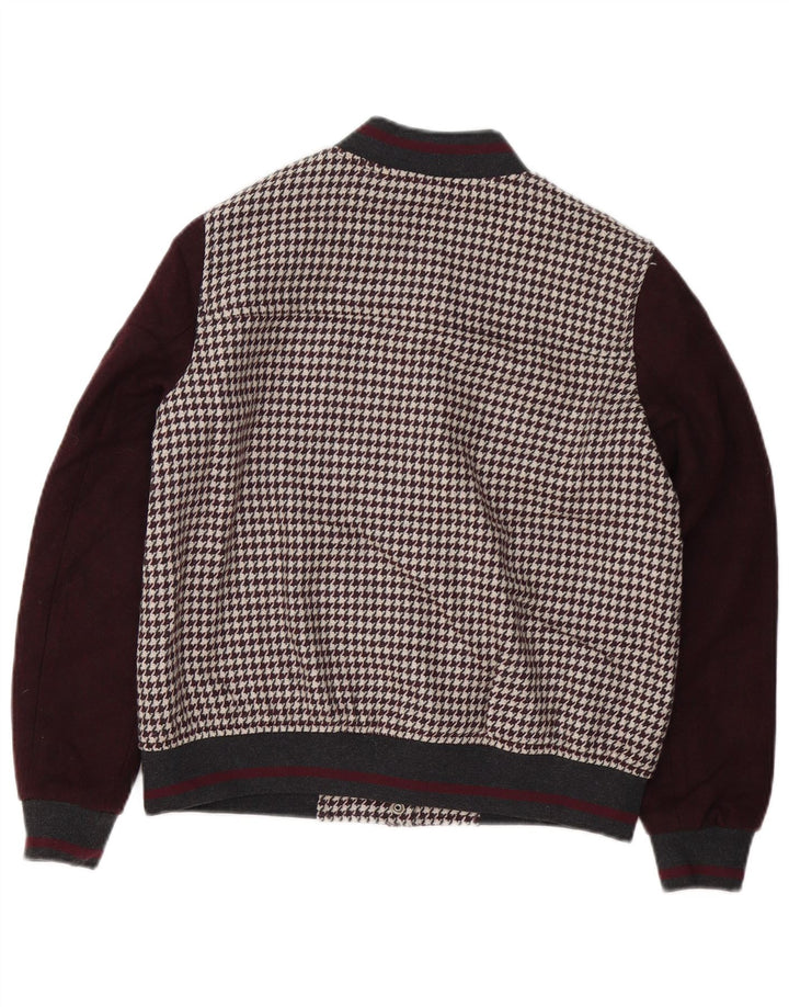 Zara Womens Oversized Varsity Jacket UK 10 Small Brown Houndstooth