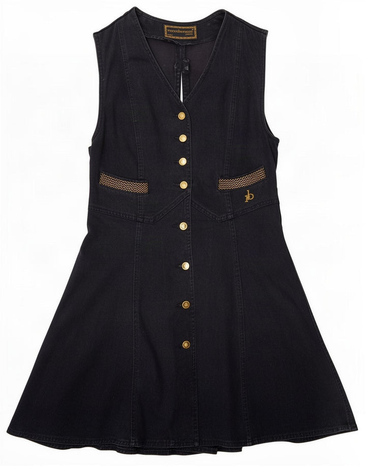Roccobarocco Womens Sleeveless Denim Dress IT 44 Medium Black Cotton