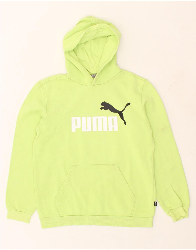 PUMA Boys Graphic Hoodie Jumper 15-16 Years Green Cotton | Vintage Puma | Thrift | Second-Hand Puma | Used Clothing | Messina Hembry 