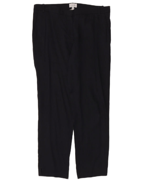 Jigsaw Womens Tapered Chino Trousers UK 12 Medium W34 L29 Navy Blue Linen