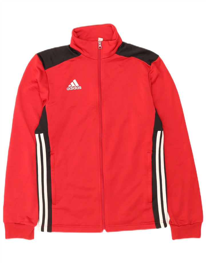 Adidas Mens Tracksuit Top Jacket Small Red Colourblock Polyester
