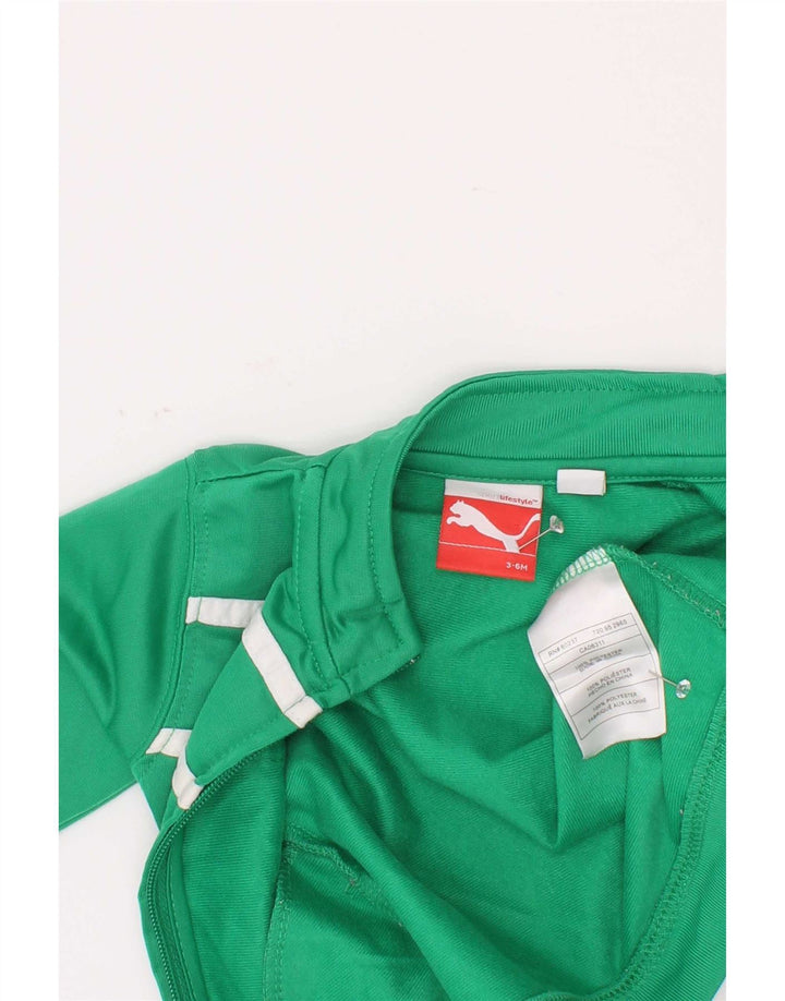 Puma Baby Boys Tracksuit Top Jacket 3-6 Months Green Colourblock Polyester