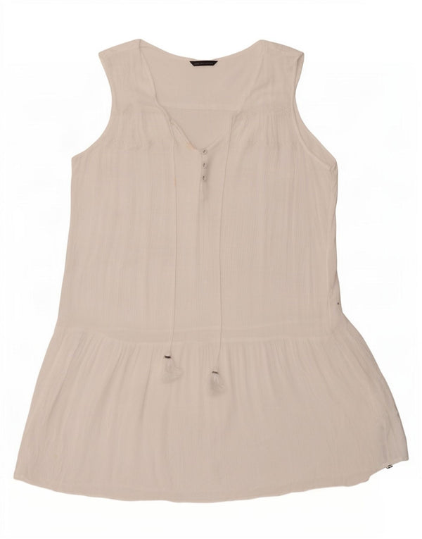 Marks & Spencer Womens Sleeveless A-Line Dress UK 18 XL White Viscose
