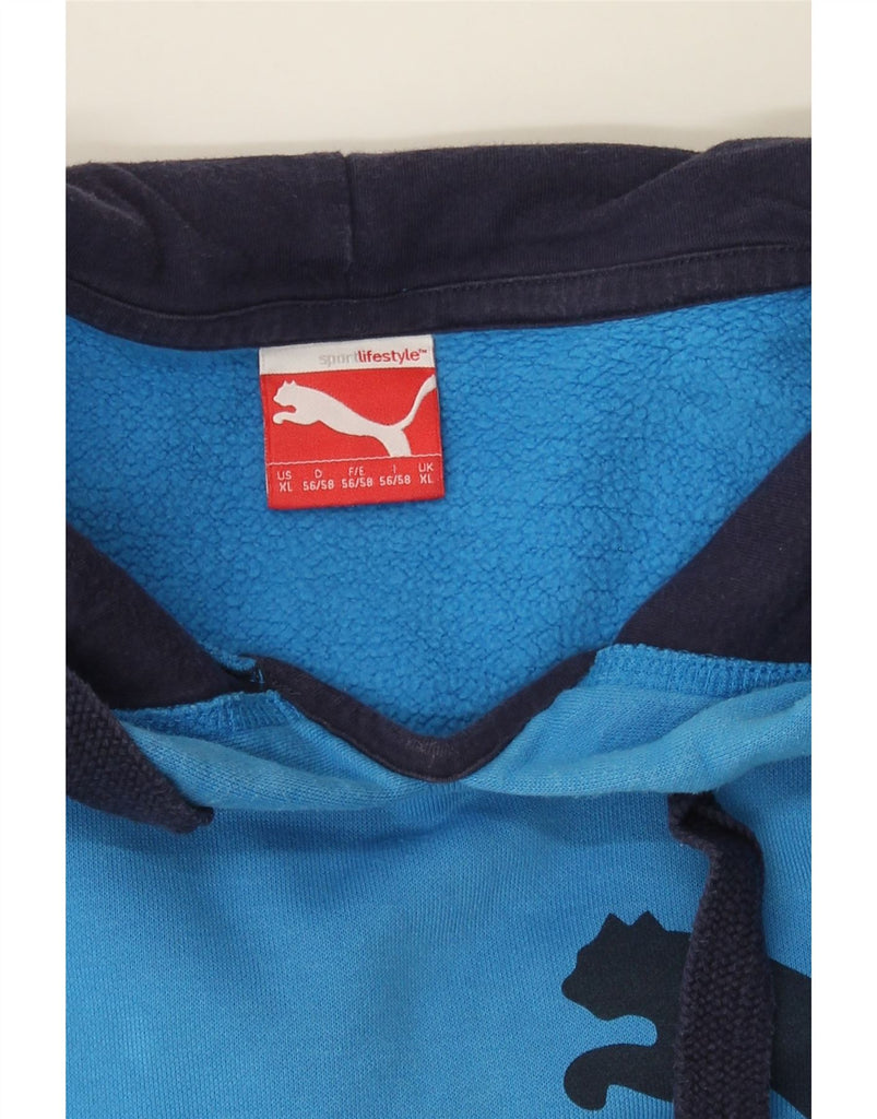 PUMA Mens Graphic Hoodie Jumper XL Blue Cotton Vintage Puma and Second-Hand Puma from Messina Hembry 