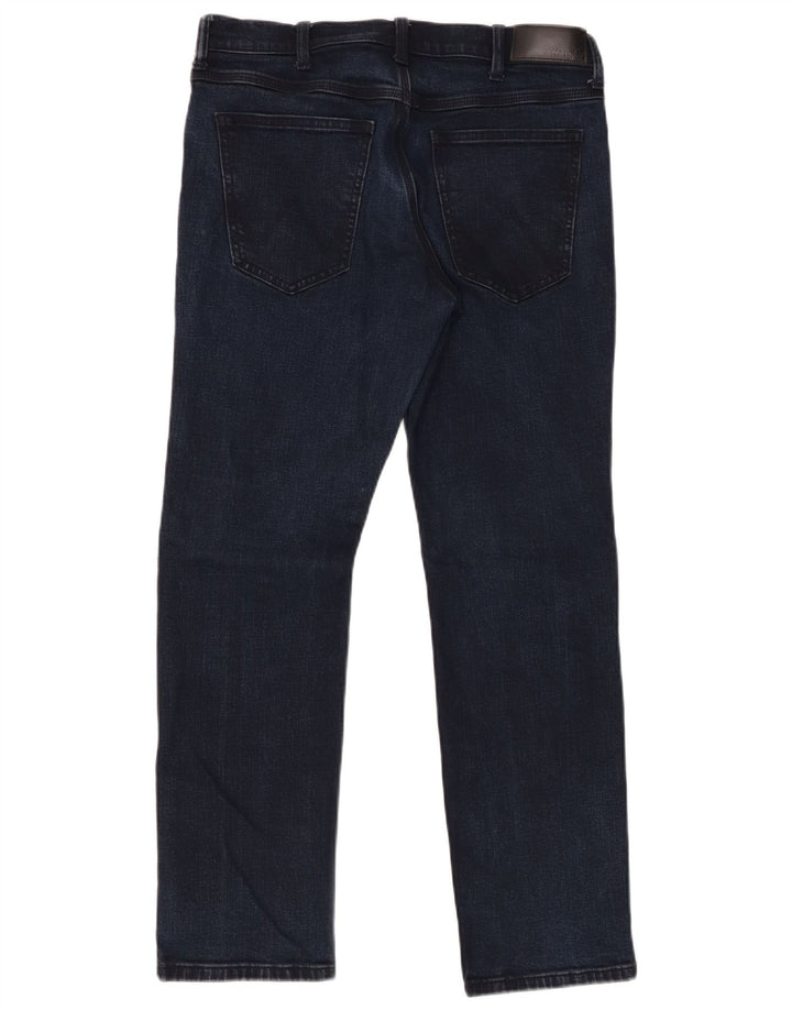 WRANGLER Mens Regular Straight Jeans W32 L30 Navy Blue Cotton