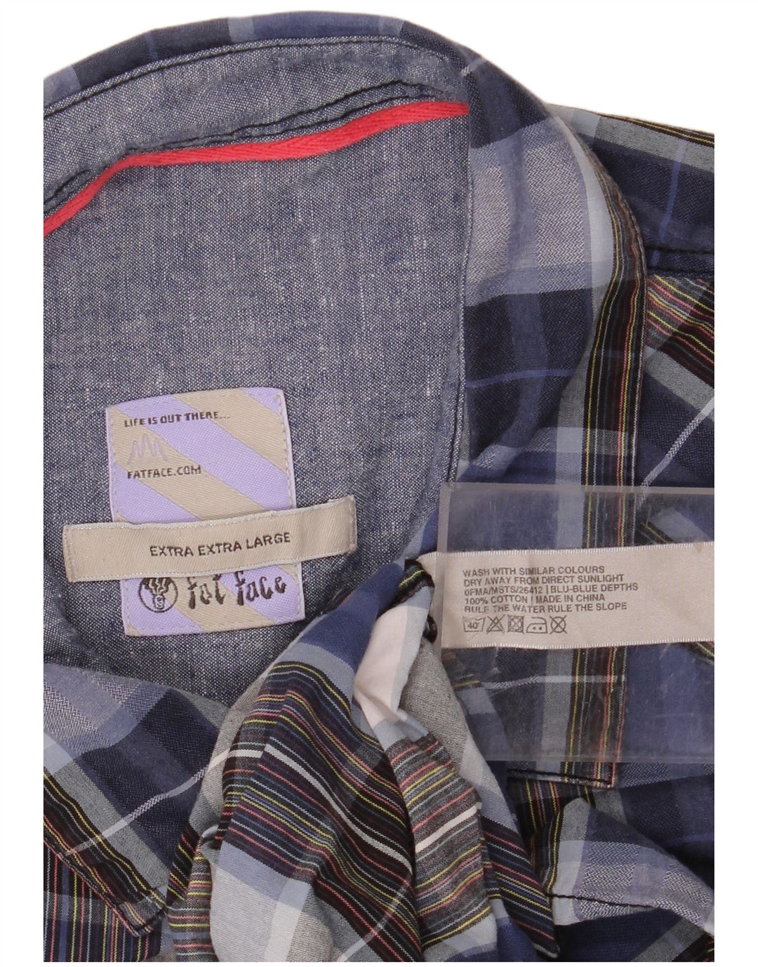 FAT FACE Mens Shirt 2XL Blue Check Cotton