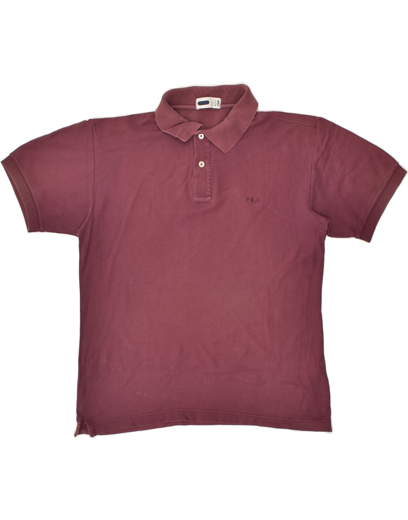 FILA Mens Polo Shirt IT 48 Medium Burgundy Cotton Vintage Second Hand Clothing Online Messina Hembry