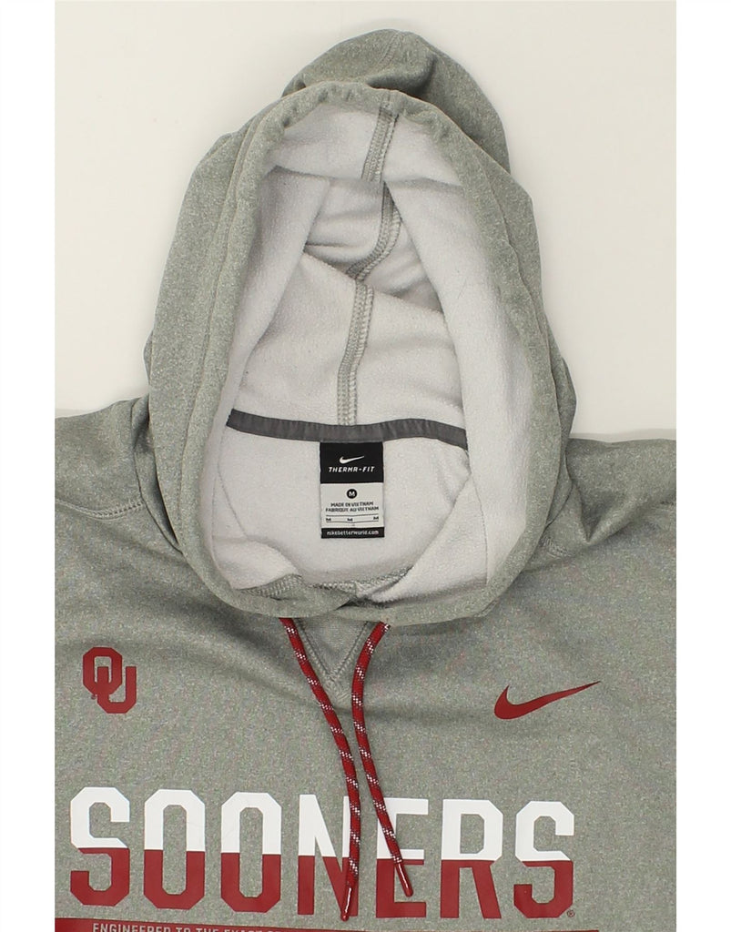 NIKE Mens Sooners Graphic Hoodie Jumper Medium Grey Polyester | Vintage Nike | Thrift | Second-Hand Nike | Used Clothing | Messina Hembry 