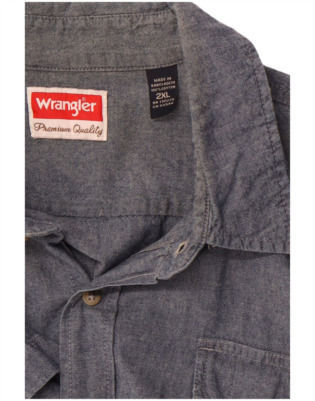 WRANGLER Mens Short Sleeve Shirt 2XL Blue Cotton