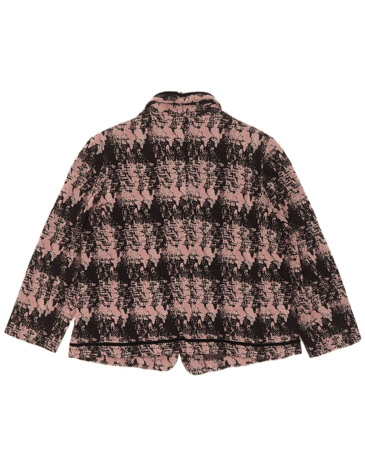 Domina Womens Abstract Pattern 5 Button Blazer Jacket IT 52 2XL Pink Wool