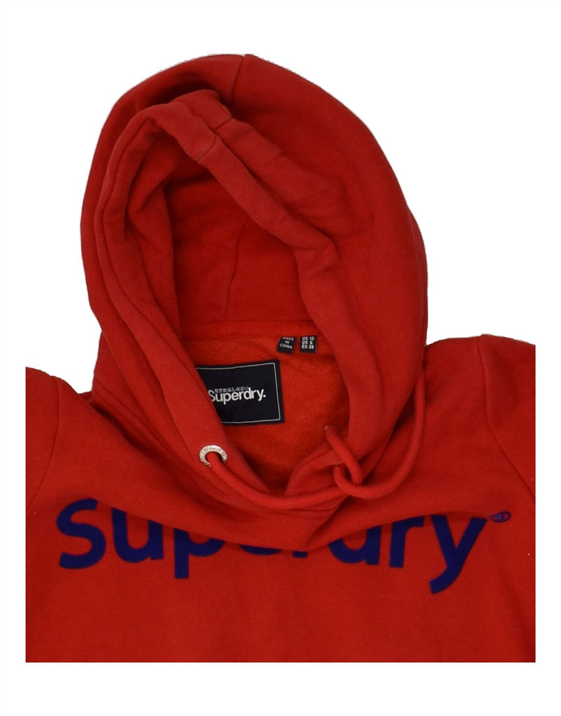 SUPERDRY Womens Graphic Hoodie Jumper UK 10 Small  Red Cotton | Vintage Superdry | Thrift | Second-Hand Superdry | Used Clothing | Messina Hembry 