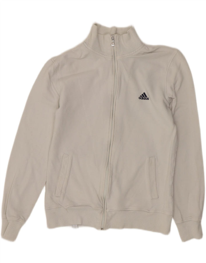 ADIDAS Mens Tracksuit Top Jacket UK 36/38 Small White Cotton