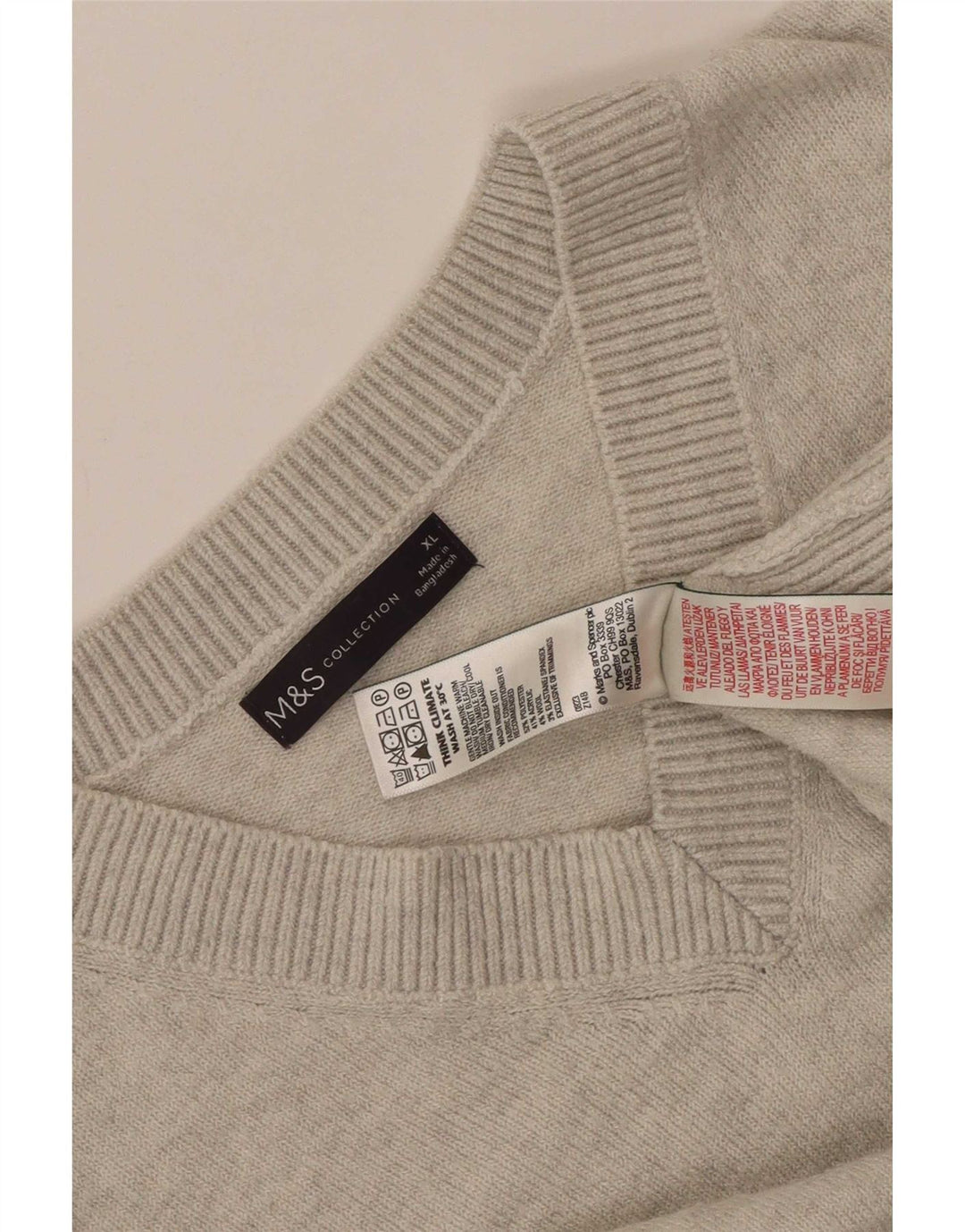 Marks & Spencer Mens V-Neck Jumper Sweater XL Grey Polyester