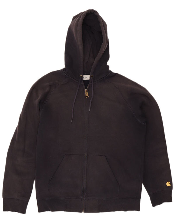 Carhartt Mens Zip Hoodie Sweater Medium Navy Blue Cotton