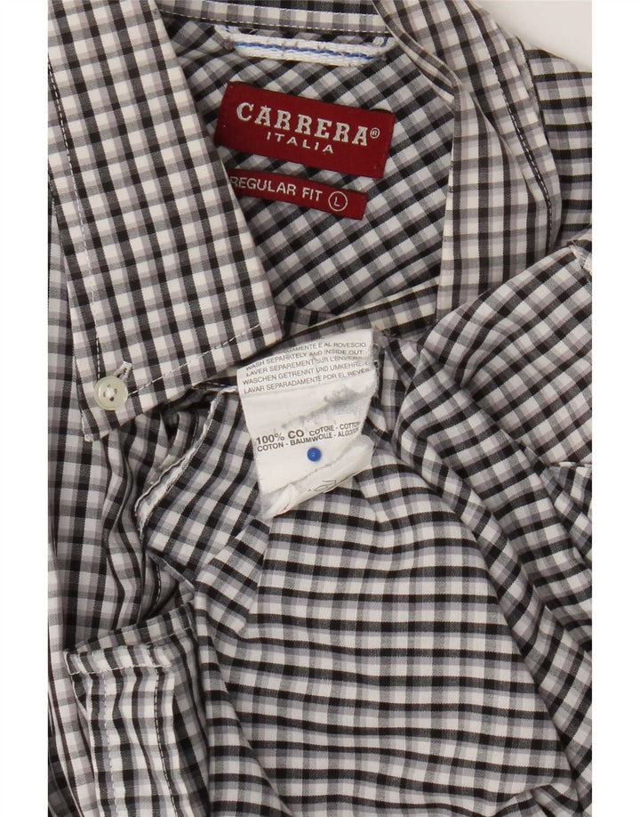 Carrera Mens Regular Fit Shirt Large Black Check Cotton