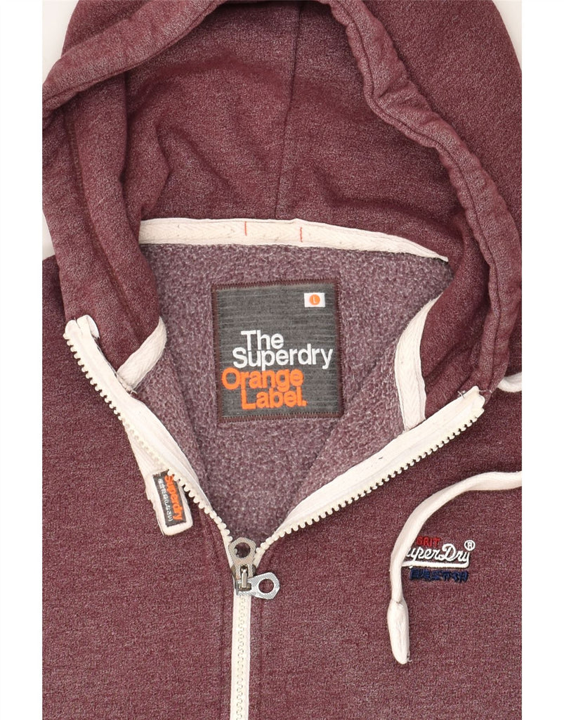 SUPERDRY Womens Zip Hoodie Sweater UK 16 Large Maroon Cotton | Vintage Superdry | Thrift | Second-Hand Superdry | Used Clothing | Messina Hembry 