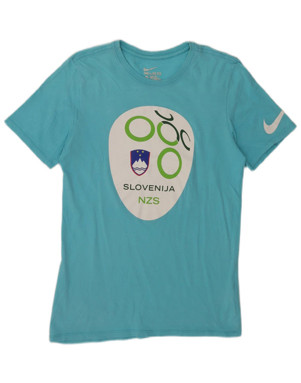 Nike Mens Athletic Cut Graphic T-Shirt Top Medium Blue Cotton