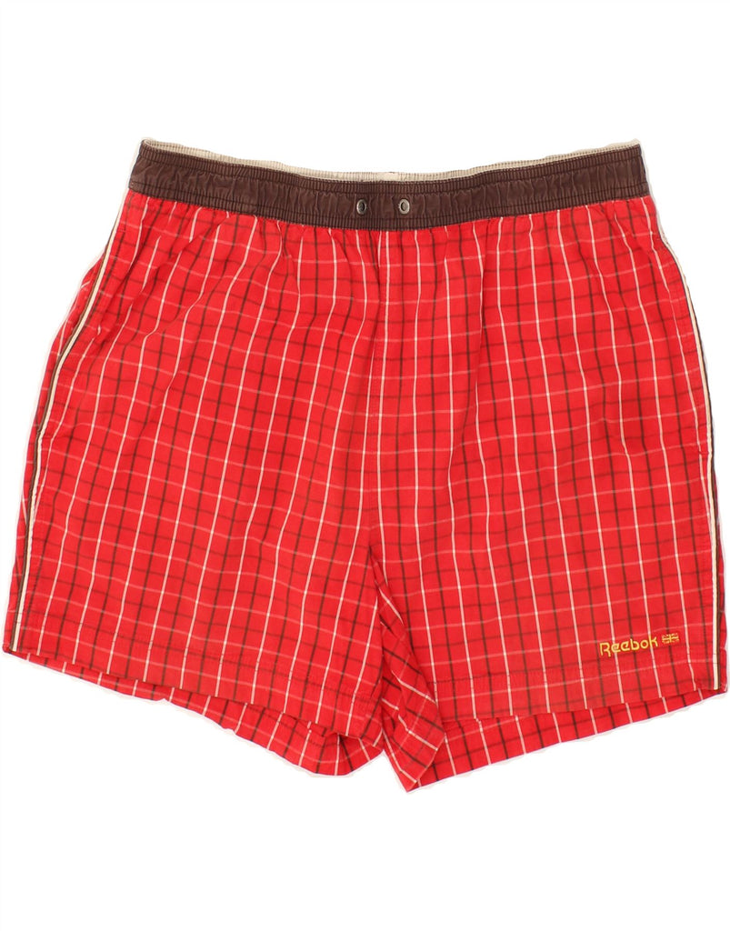 REEBOK Mens Sport Shorts Medium Red Check Polyester | Vintage Reebok | Thrift | Second-Hand Reebok | Used Clothing | Messina Hembry 