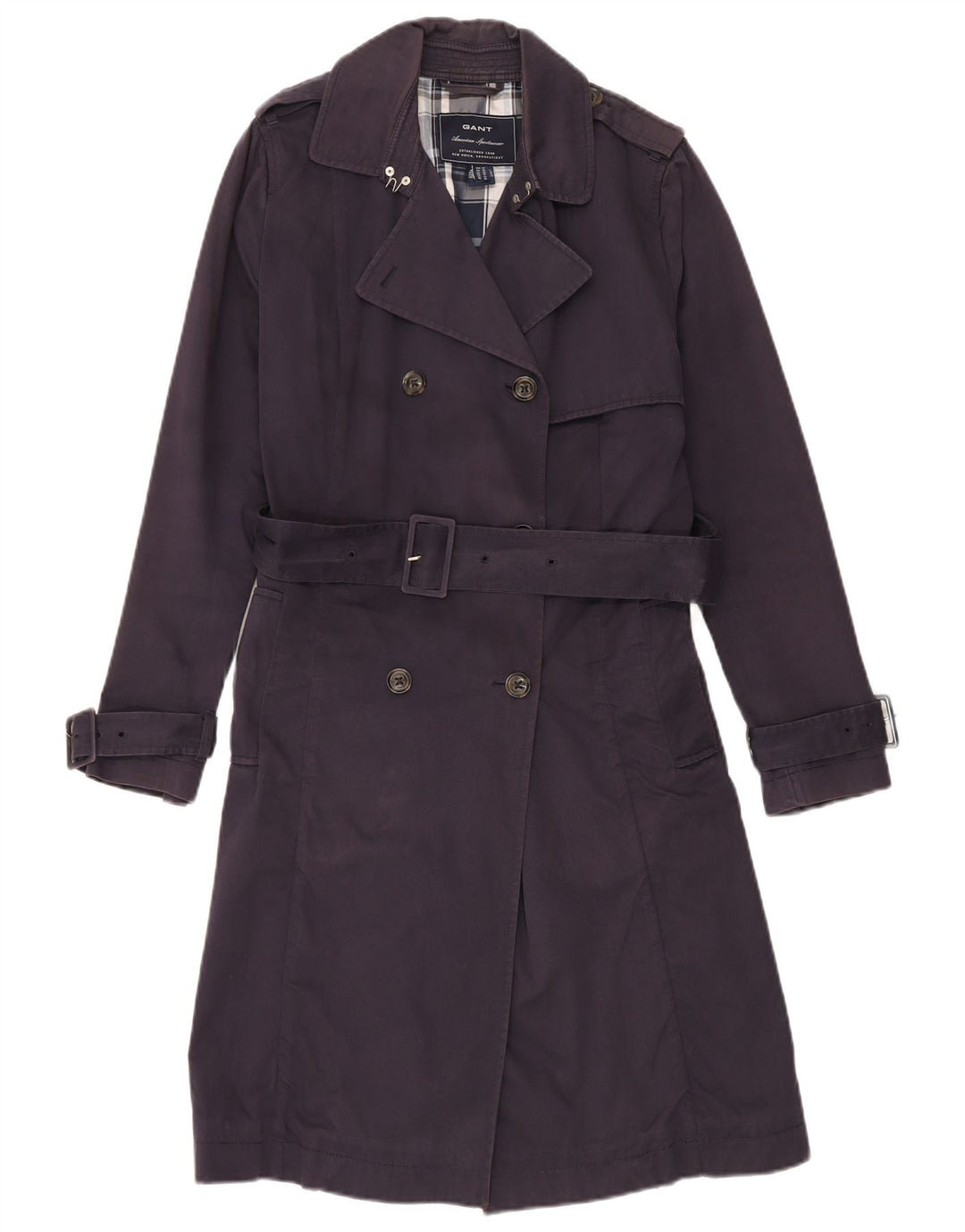 Gant Womens Trench Coat UK 14 Medium Navy Blue Cotton