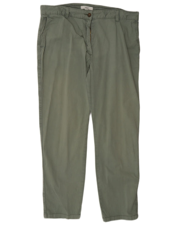 Marks & Spencer Womens Straight Chino Trousers UK 16 Large W34 L28 Green