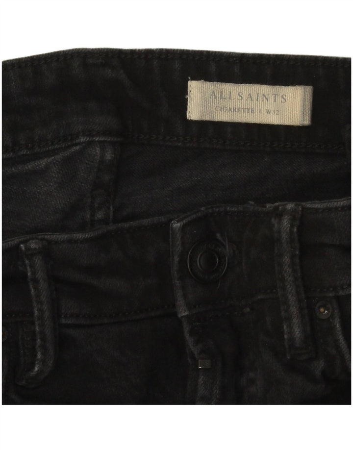 All Saints Mens Cigarette Skinny Jeans W32 L32 Black Cotton