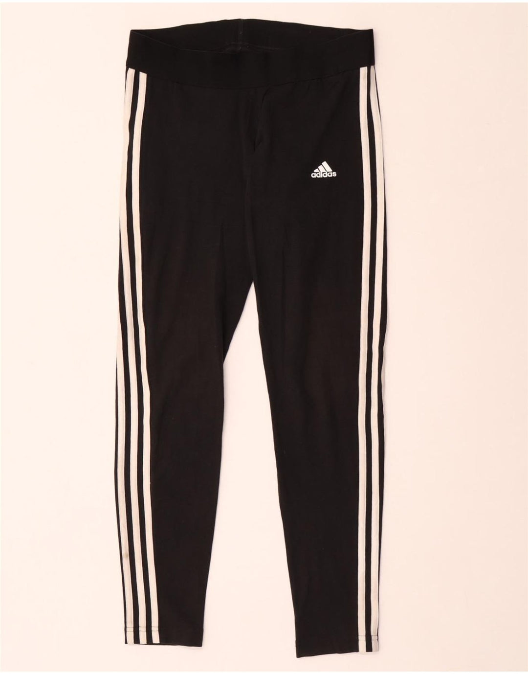 ADIDAS Womens Leggings UK 12/14 Medium  Black Cotton