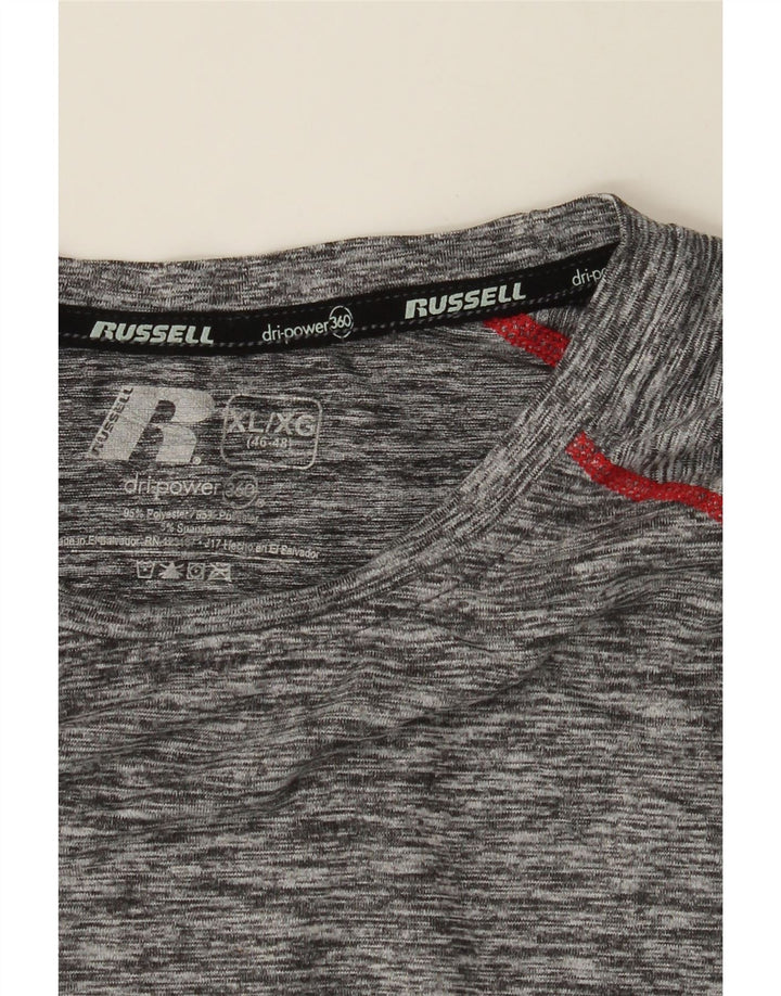 RUSSELL ATHLETIC Mens Top Long Sleeve UK 46/48 XL Grey Flecked Polyester Vintage Russell Athletic and Second-Hand Russell Athletic from Messina Hembry 