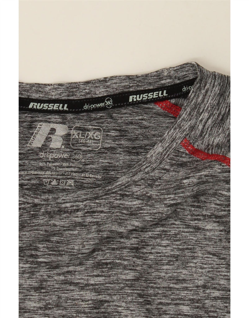 RUSSELL ATHLETIC Mens Top Long Sleeve UK 46/48 XL Grey Flecked Polyester Vintage Russell Athletic and Second-Hand Russell Athletic from Messina Hembry 