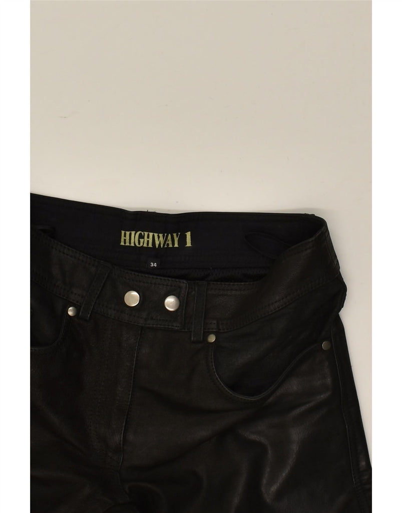 HIGHWAY 1 Womens Straight Leather Trousers EU 34 XS W28 L30 Black Leather | Vintage Highway 1 | Thrift | Second-Hand Highway 1 | Used Clothing | Messina Hembry 