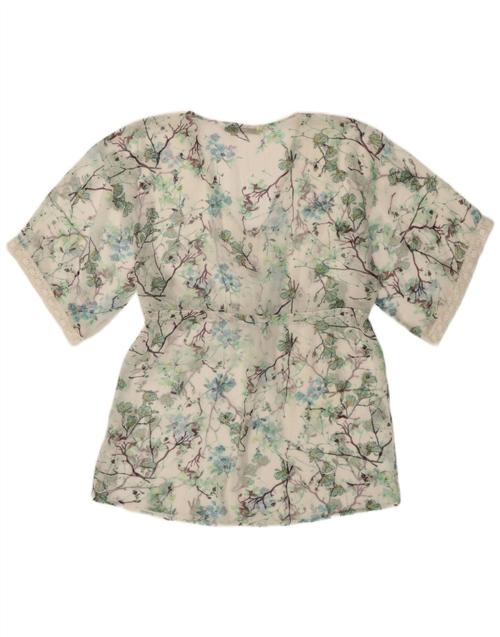ZARA Womens See Through Beach Kaftan Dress UK 14 Medium White Floral